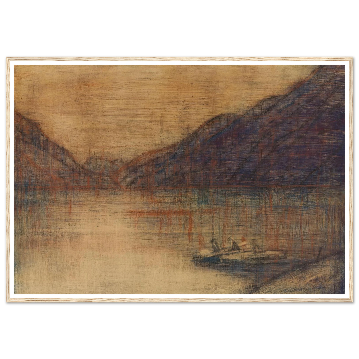 Boot auf dem Lago Maggiore (1934) Art Print | Christian Rohlfs - Framed Poster - 30x40 cm / 12x16″ - Black frame