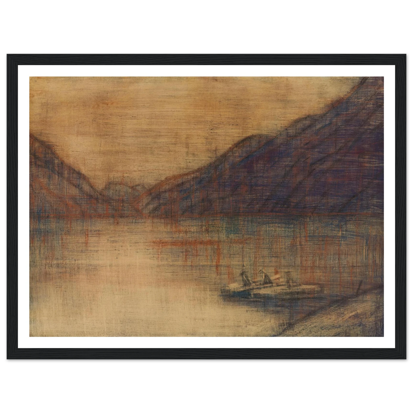 Boot auf dem Lago Maggiore (1934) Art Print | Christian Rohlfs - Framed Poster - 30x40 cm / 12x16″ - Black frame
