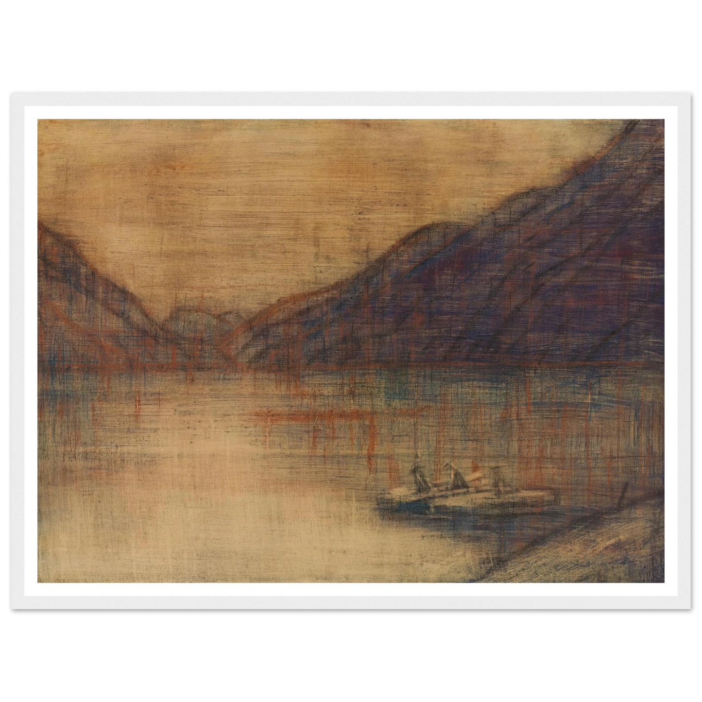 Boot auf dem Lago Maggiore (1934) Art Print | Christian Rohlfs - Framed Poster - 30x40 cm / 12x16″ - Black frame