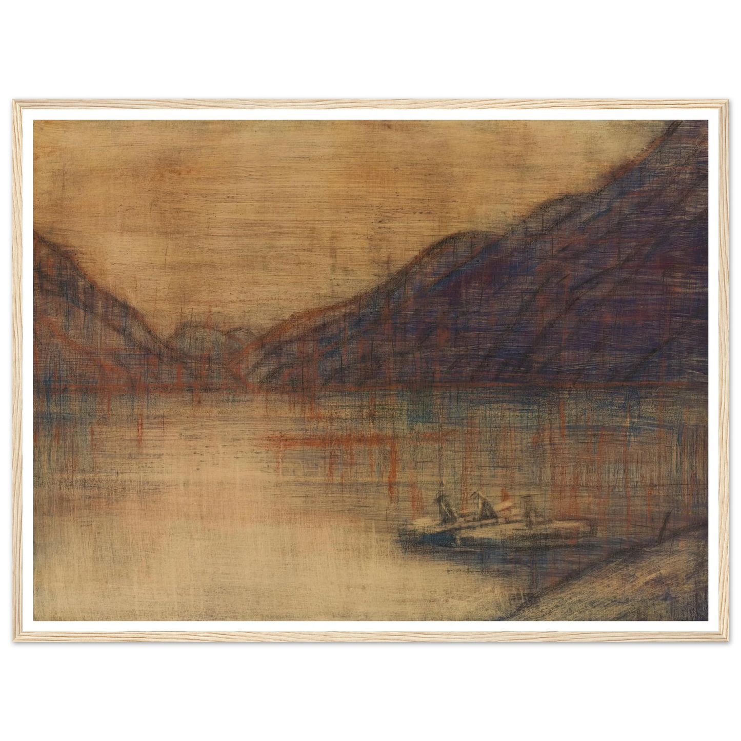 Boot auf dem Lago Maggiore (1934) Art Print | Christian Rohlfs - Framed Poster - 30x40 cm / 12x16″ - Black frame