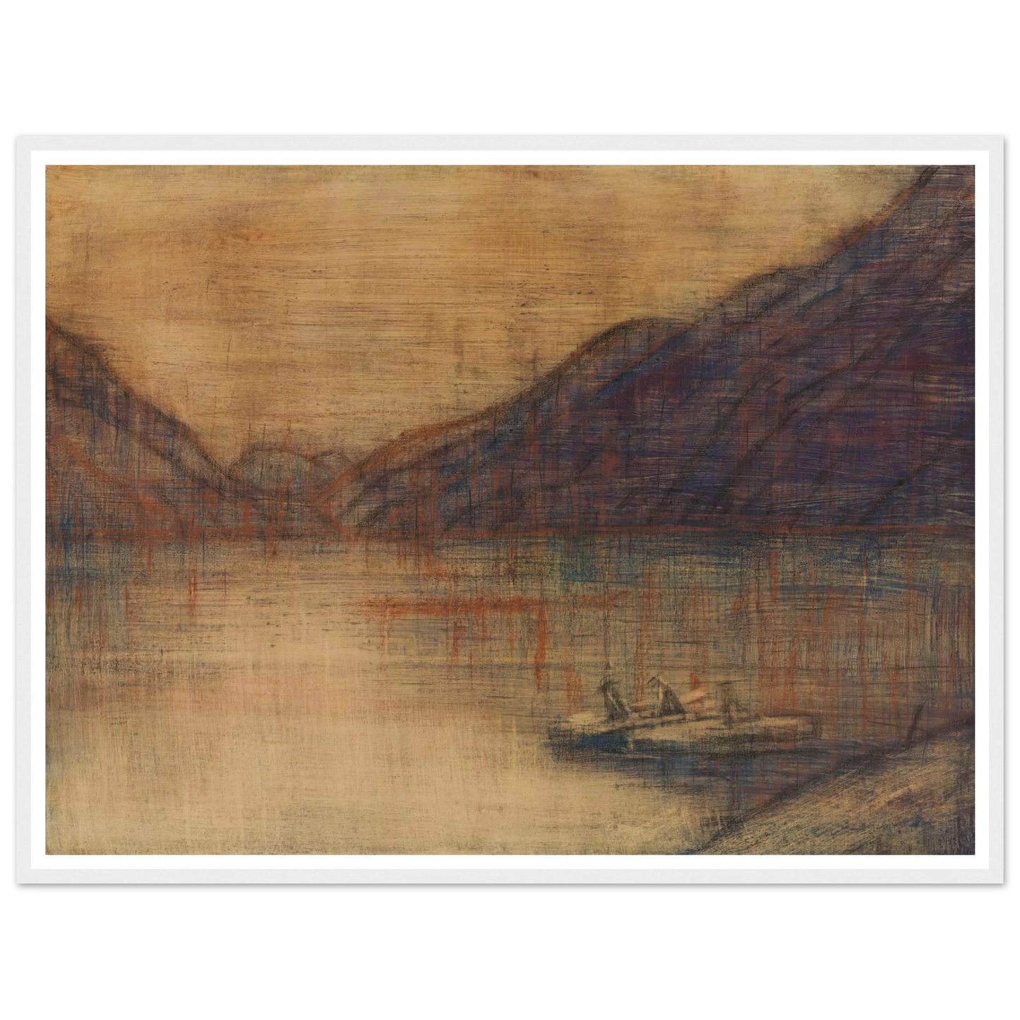 Boot auf dem Lago Maggiore (1934) Art Print | Christian Rohlfs - Framed Poster - 30x40 cm / 12x16″ - Black frame