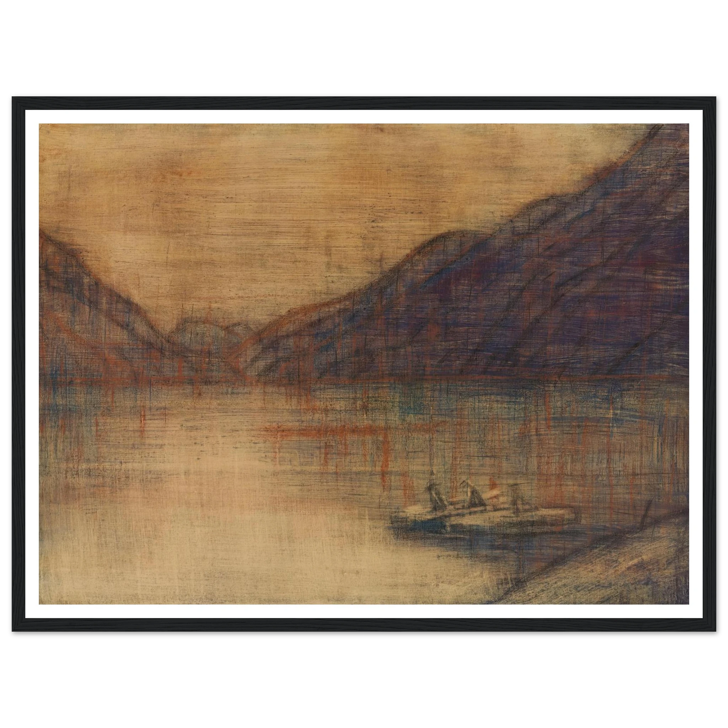 Boot auf dem Lago Maggiore (1934) Art Print | Christian Rohlfs - Framed Poster - 30x40 cm / 12x16″ - Black frame