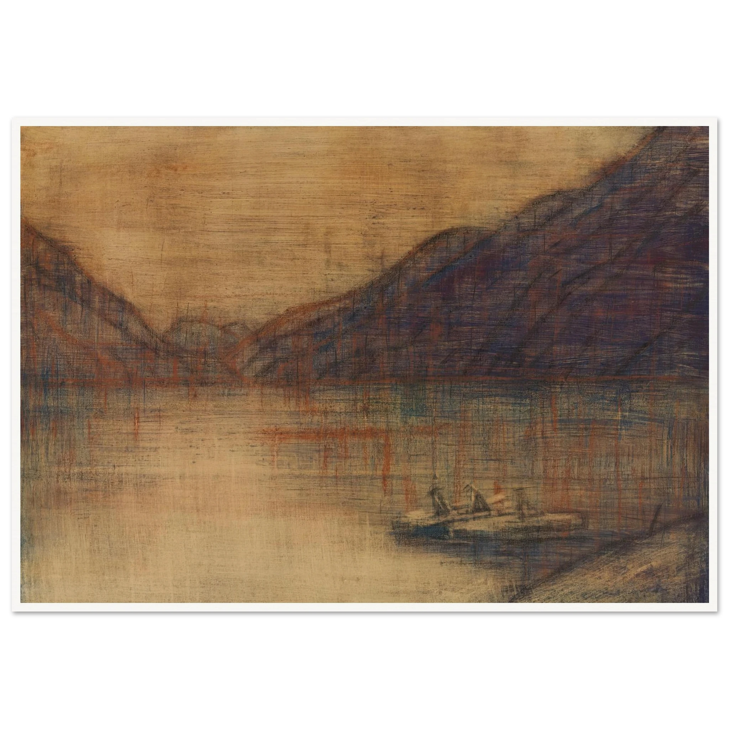 Boot auf dem Lago Maggiore (1934) Art Print | Christian Rohlfs - Framed Poster - 30x40 cm / 12x16″ - Black frame