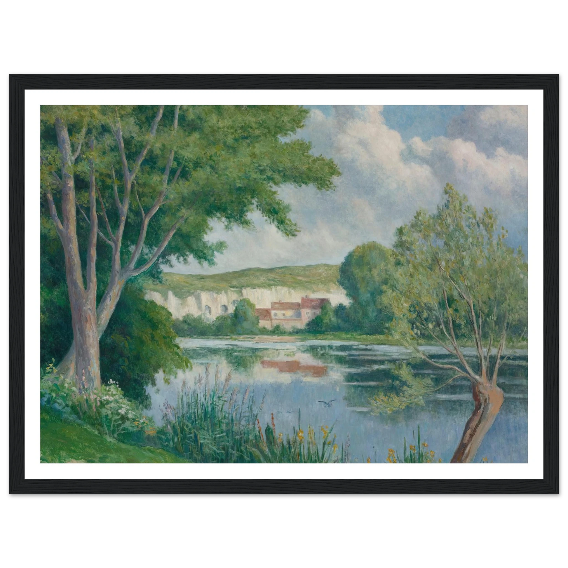 Bord De Seine (circa 1922) Art Print | Maximilien Luce - Framed Poster - 30x40 cm / 12x16″ - Black frame