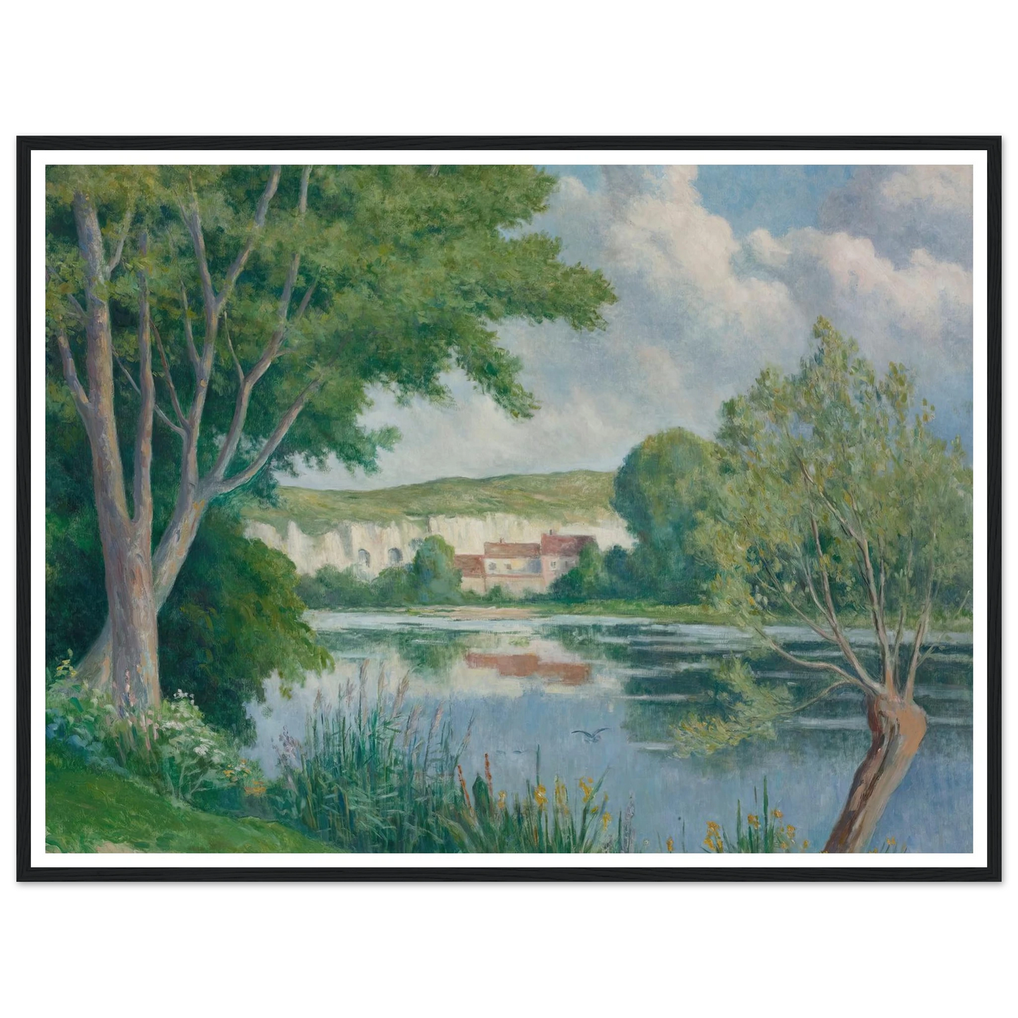 Bord De Seine (circa 1922) Art Print | Maximilien Luce - Framed Poster - 30x40 cm / 12x16″ - Black frame