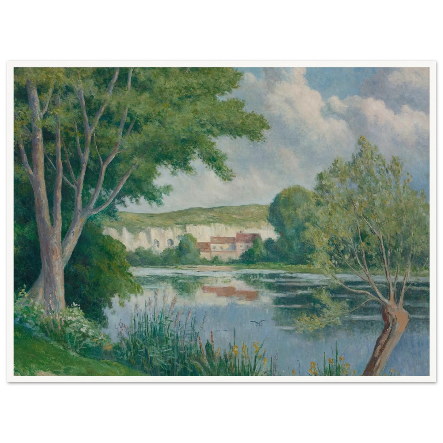 Bord De Seine (circa 1922) Art Print | Maximilien Luce - Framed Poster - 30x40 cm / 12x16″ - Black frame