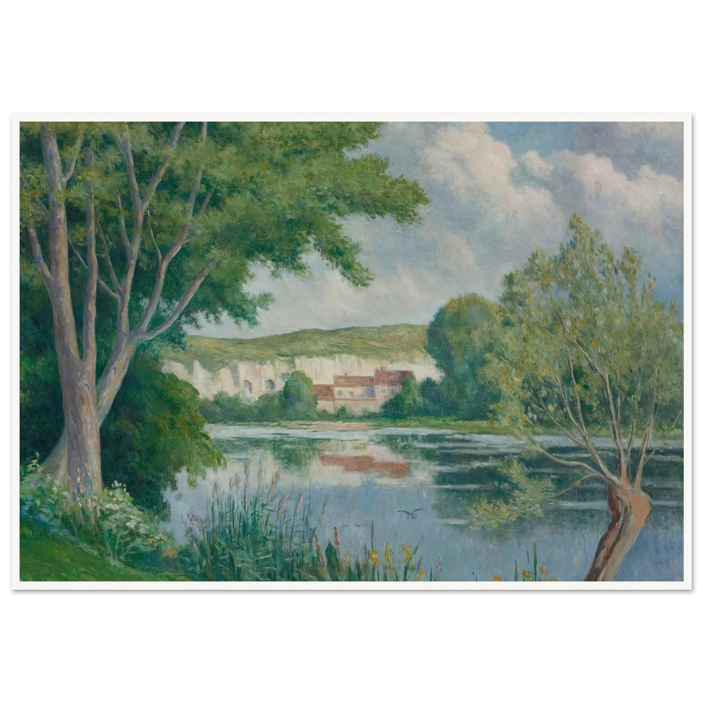 Bord De Seine (circa 1922) Art Print | Maximilien Luce - Framed Poster - 30x40 cm / 12x16″ - Black frame