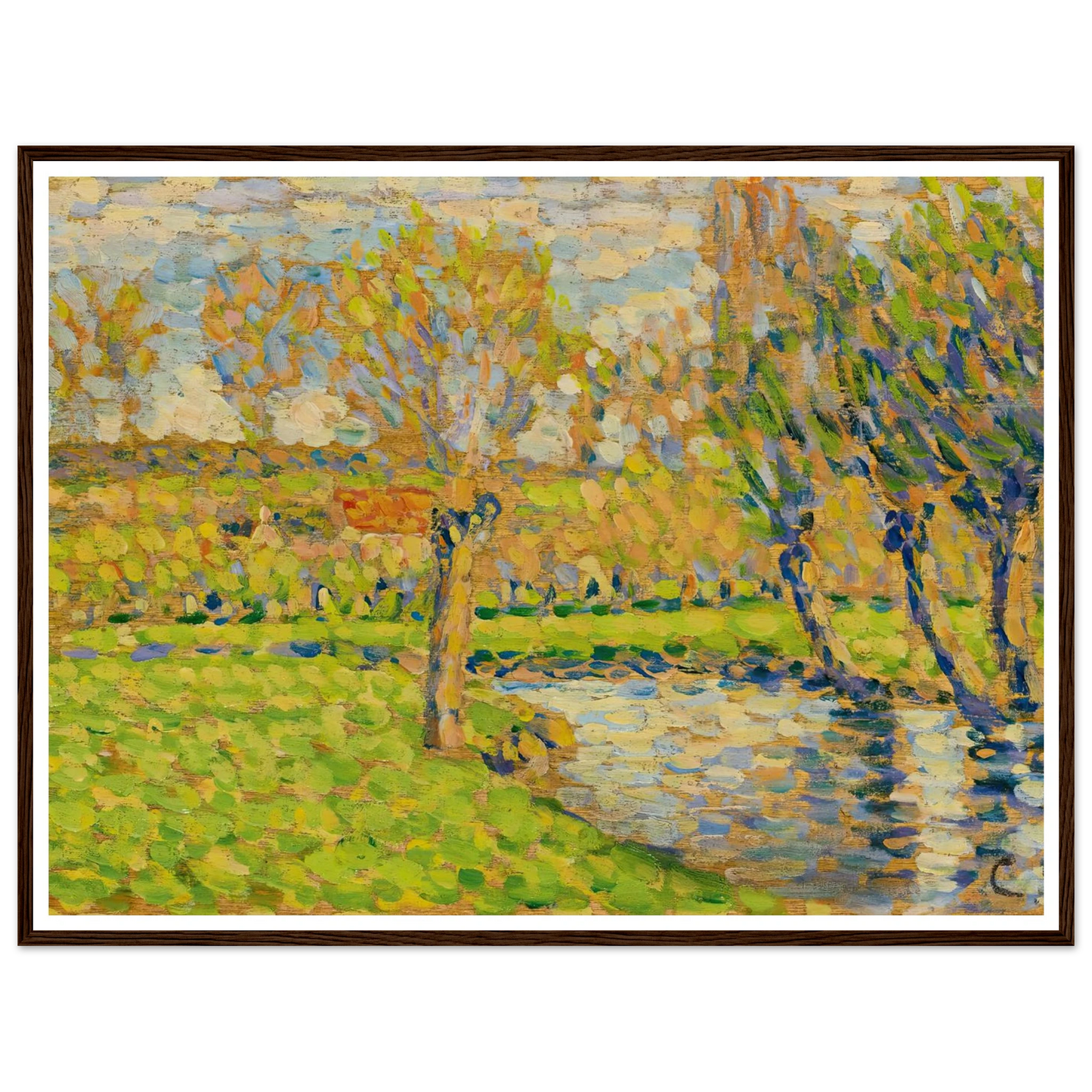 Bords De L’Epte À Éragny Art Print | Camille Pissarro - Framed Poster - 30x40 cm / 12x16″ - Black frame