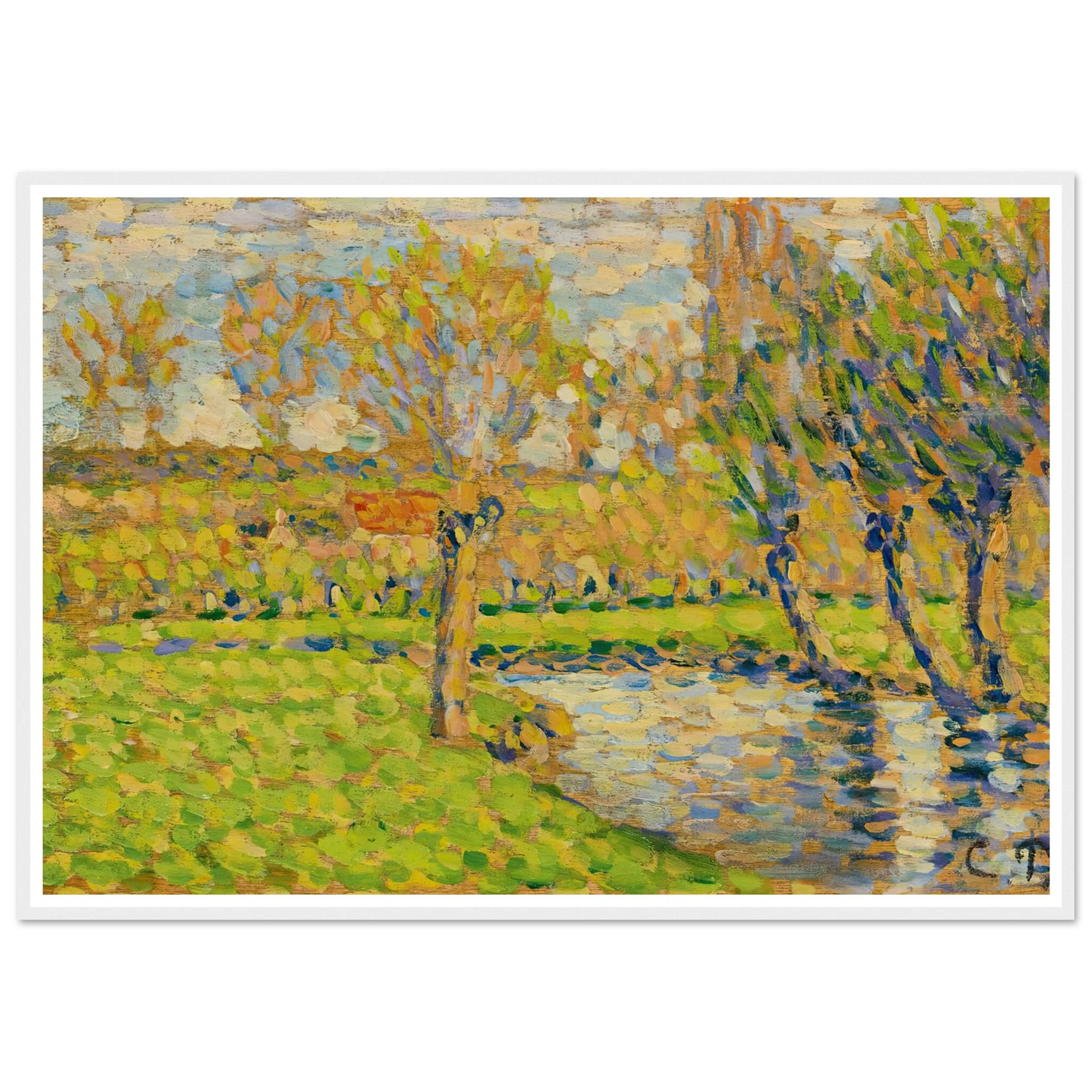 Bords De L’Epte À Éragny Art Print | Camille Pissarro - Framed Poster - 30x40 cm / 12x16″ - Black frame