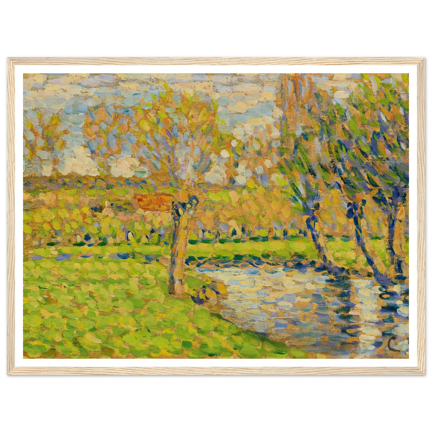 Bords De L’Epte À Éragny Art Print | Camille Pissarro - Framed Poster - 30x40 cm / 12x16″ - Black frame