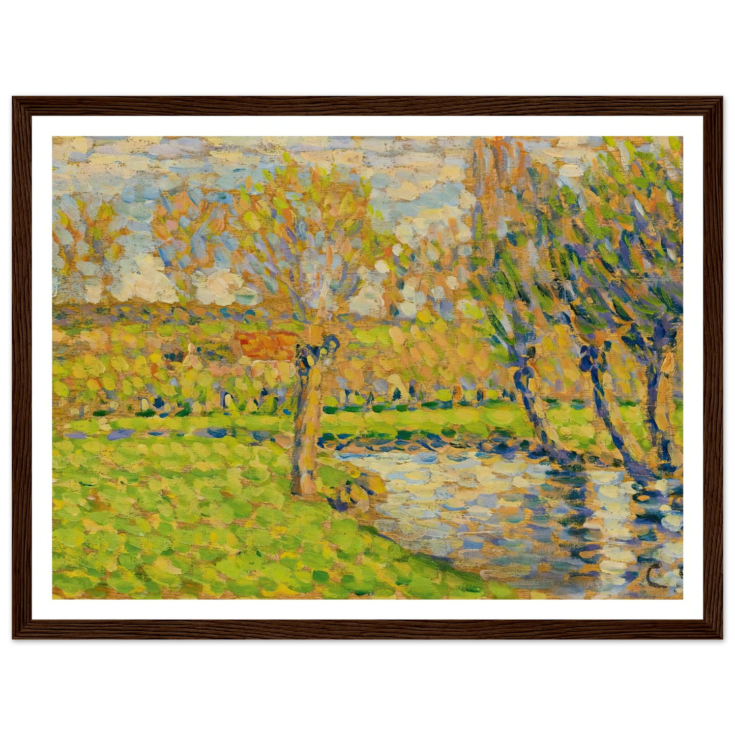 Bords De L’Epte À Éragny Art Print | Camille Pissarro - Framed Poster - 30x40 cm / 12x16″ - Black frame