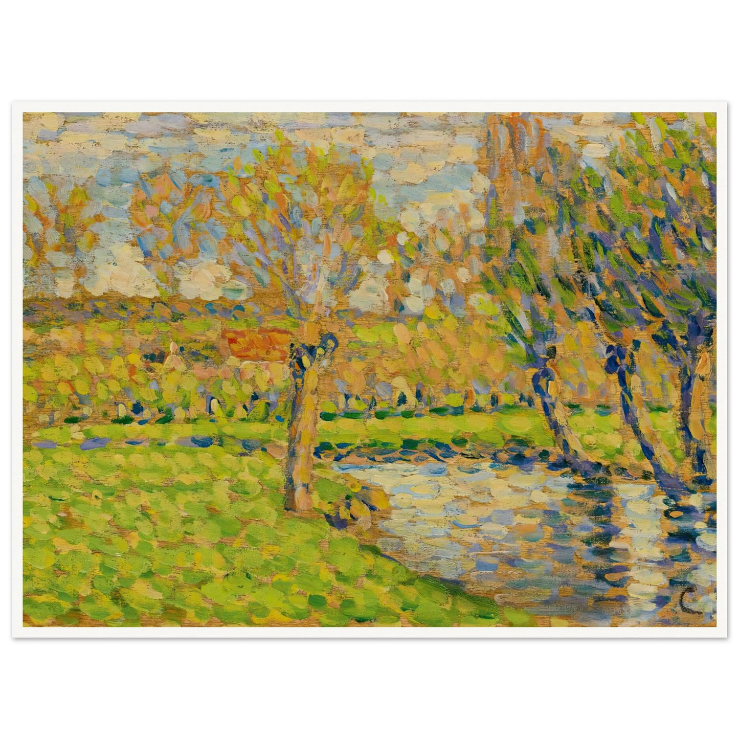 Bords De L’Epte À Éragny Art Print | Camille Pissarro - Framed Poster - 30x40 cm / 12x16″ - Black frame