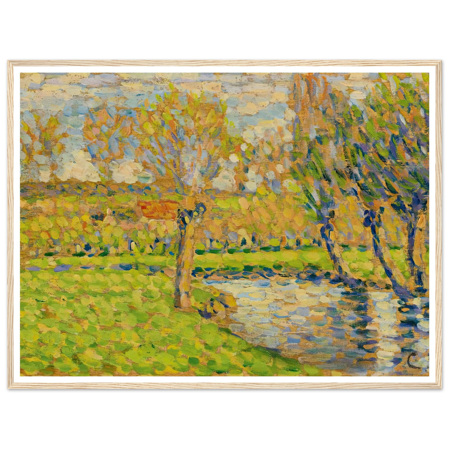 Bords De L’Epte À Éragny Art Print | Camille Pissarro - Framed Poster - 30x40 cm / 12x16″ - Black frame
