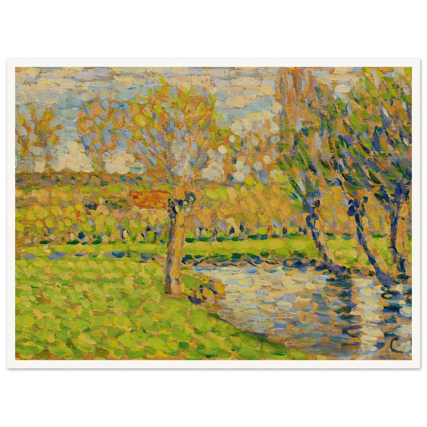 Bords De L’Epte À Éragny Art Print | Camille Pissarro - Framed Poster - 30x40 cm / 12x16″ - Black frame