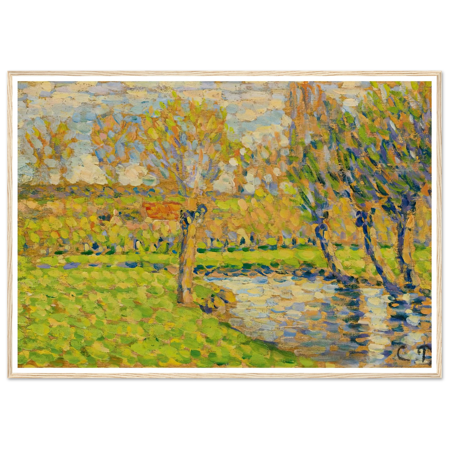Bords De L’Epte À Éragny Art Print | Camille Pissarro - Framed Poster - 30x40 cm / 12x16″ - Black frame