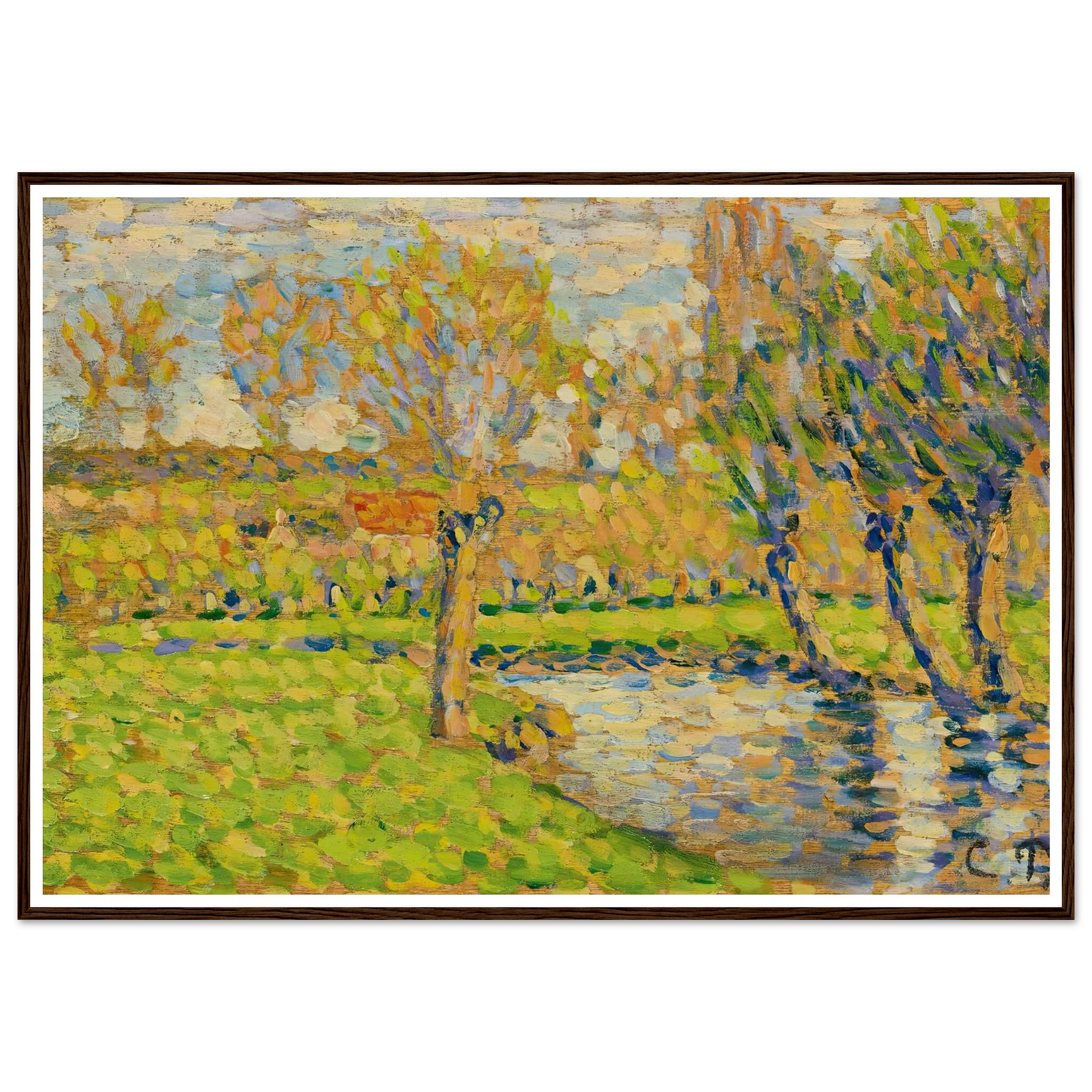 Bords De L’Epte À Éragny Art Print | Camille Pissarro - Framed Poster - 30x40 cm / 12x16″ - Black frame