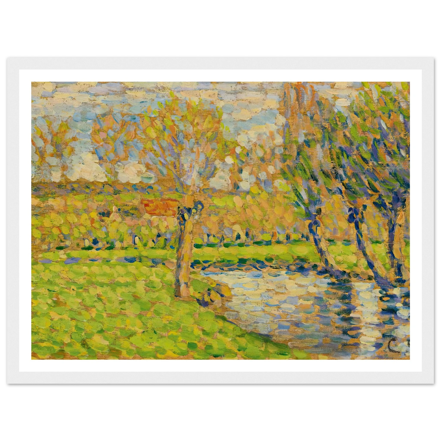 Bords De L’Epte À Éragny Art Print | Camille Pissarro - Framed Poster - 30x40 cm / 12x16″ - Black frame