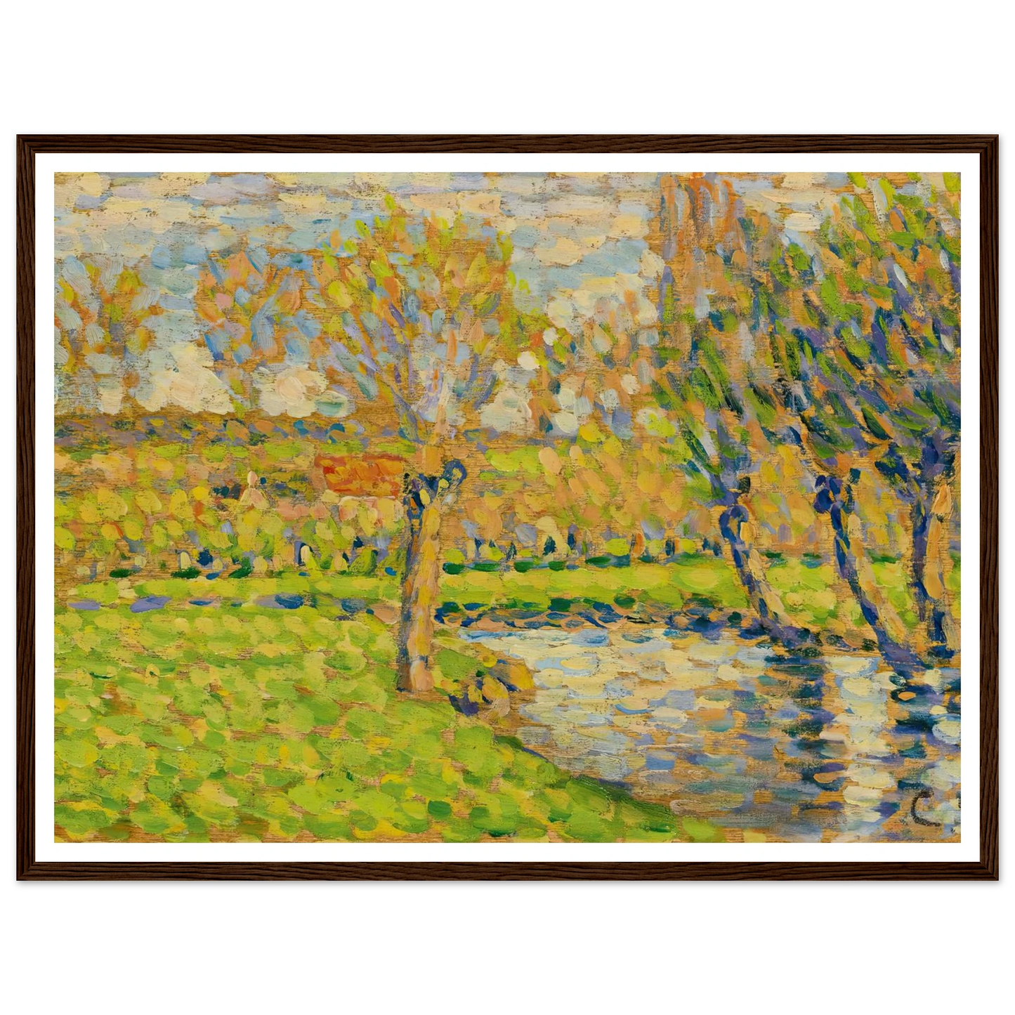 Bords De L’Epte À Éragny Art Print | Camille Pissarro - Framed Poster - 30x40 cm / 12x16″ - Black frame