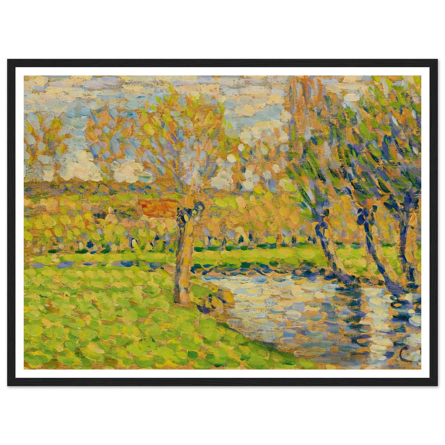 Bords De L’Epte À Éragny Art Print | Camille Pissarro - Framed Poster - 30x40 cm / 12x16″ - Black frame
