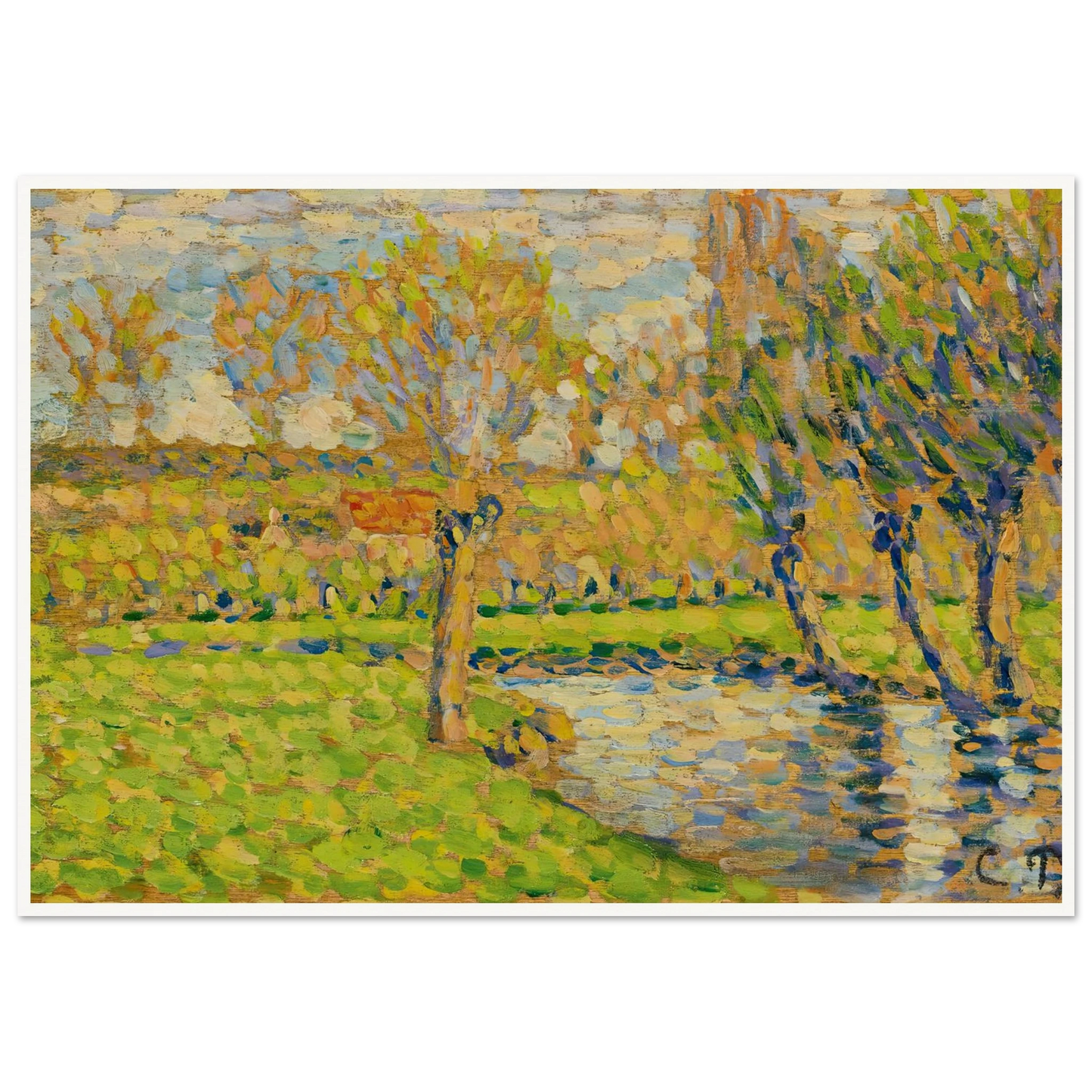 Bords De L’Epte À Éragny Art Print | Camille Pissarro - Framed Poster - 30x40 cm / 12x16″ - Black frame