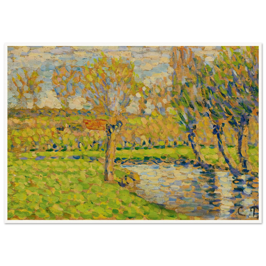 Bords De L’Epte À Éragny Art Print | Camille Pissarro - Framed Poster - 30x40 cm / 12x16″ - Black frame