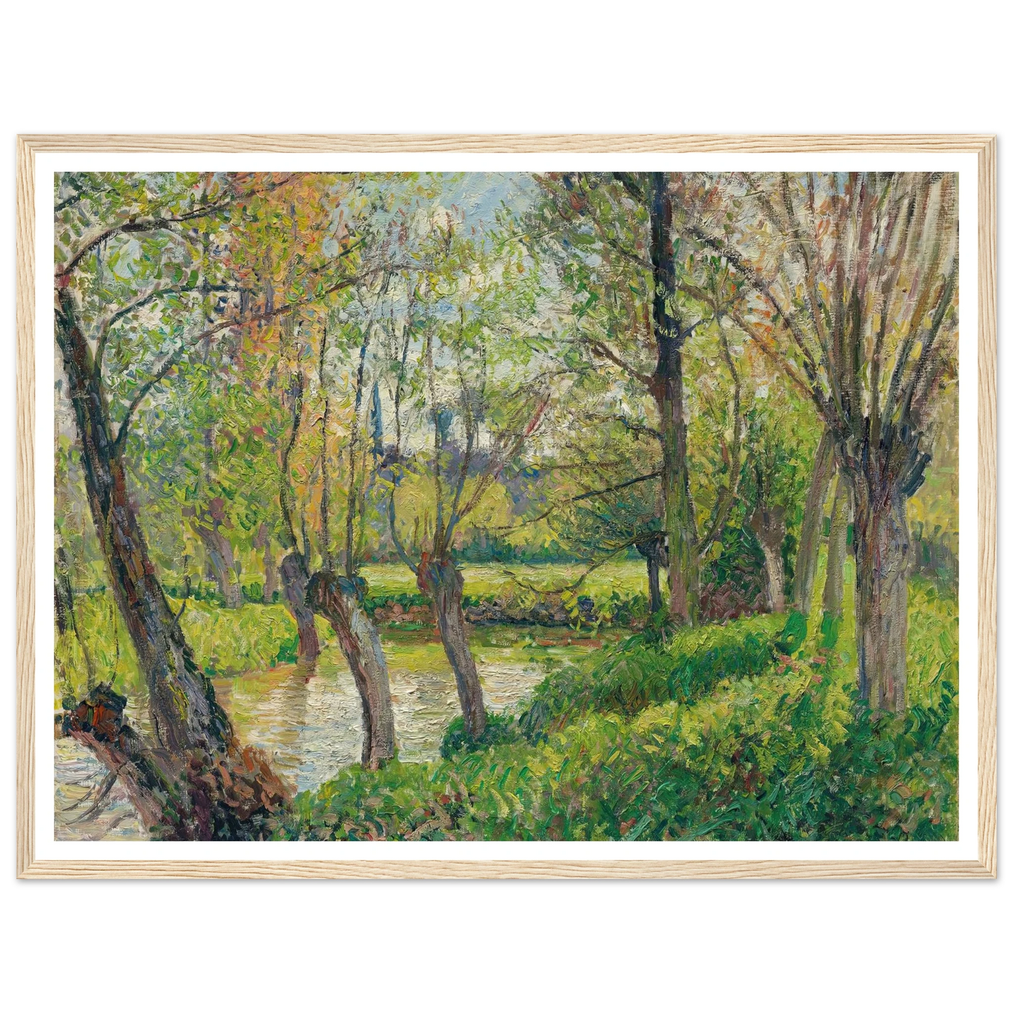 Bords De L’epte À Êragny, Soleil Couchant (1897) Art Print | Camille Pissarro - Framed Poster - 30x40 cm / 12x16″ - Black frame