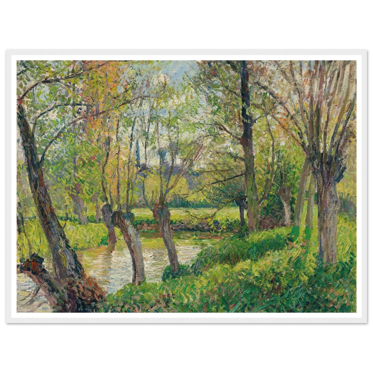 Bords De L’epte À Êragny, Soleil Couchant (1897) Art Print | Camille Pissarro - Framed Poster - 30x40 cm / 12x16″ - Black frame