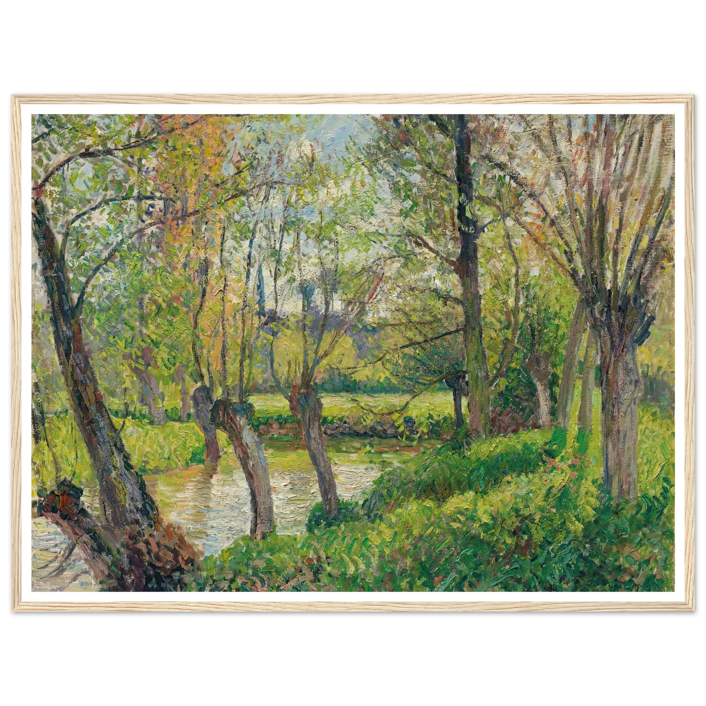 Bords De L’epte À Êragny, Soleil Couchant (1897) Art Print | Camille Pissarro - Framed Poster - 30x40 cm / 12x16″ - Black frame