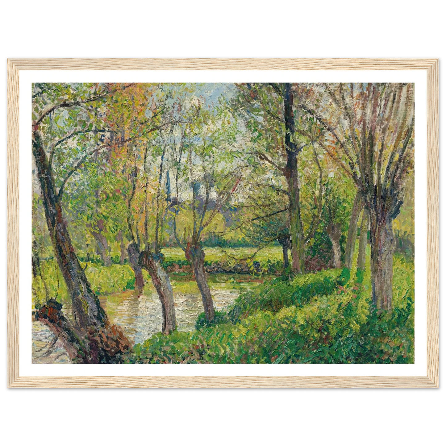 Bords De L’epte À Êragny, Soleil Couchant (1897) Art Print | Camille Pissarro - Framed Poster - 30x40 cm / 12x16″ - Black frame