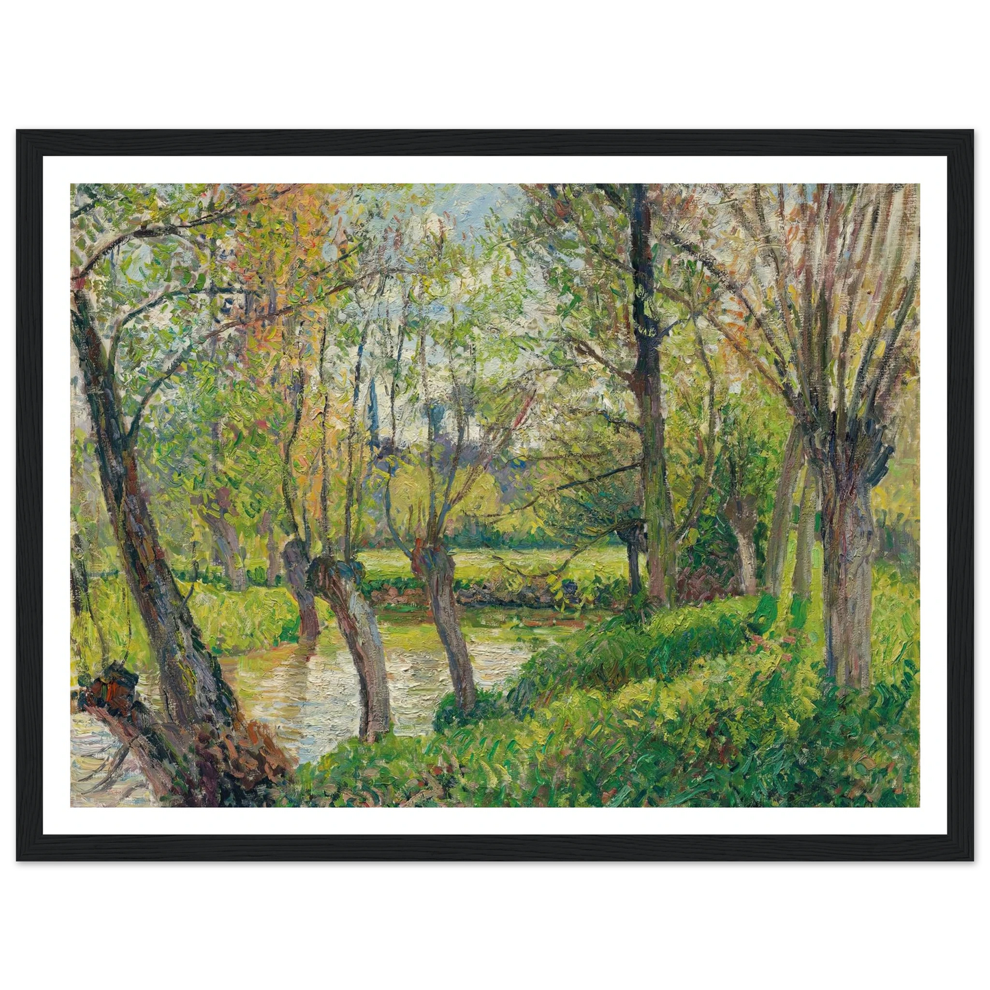 Bords De L’epte À Êragny, Soleil Couchant (1897) Art Print | Camille Pissarro - Framed Poster - 30x40 cm / 12x16″ - Black frame