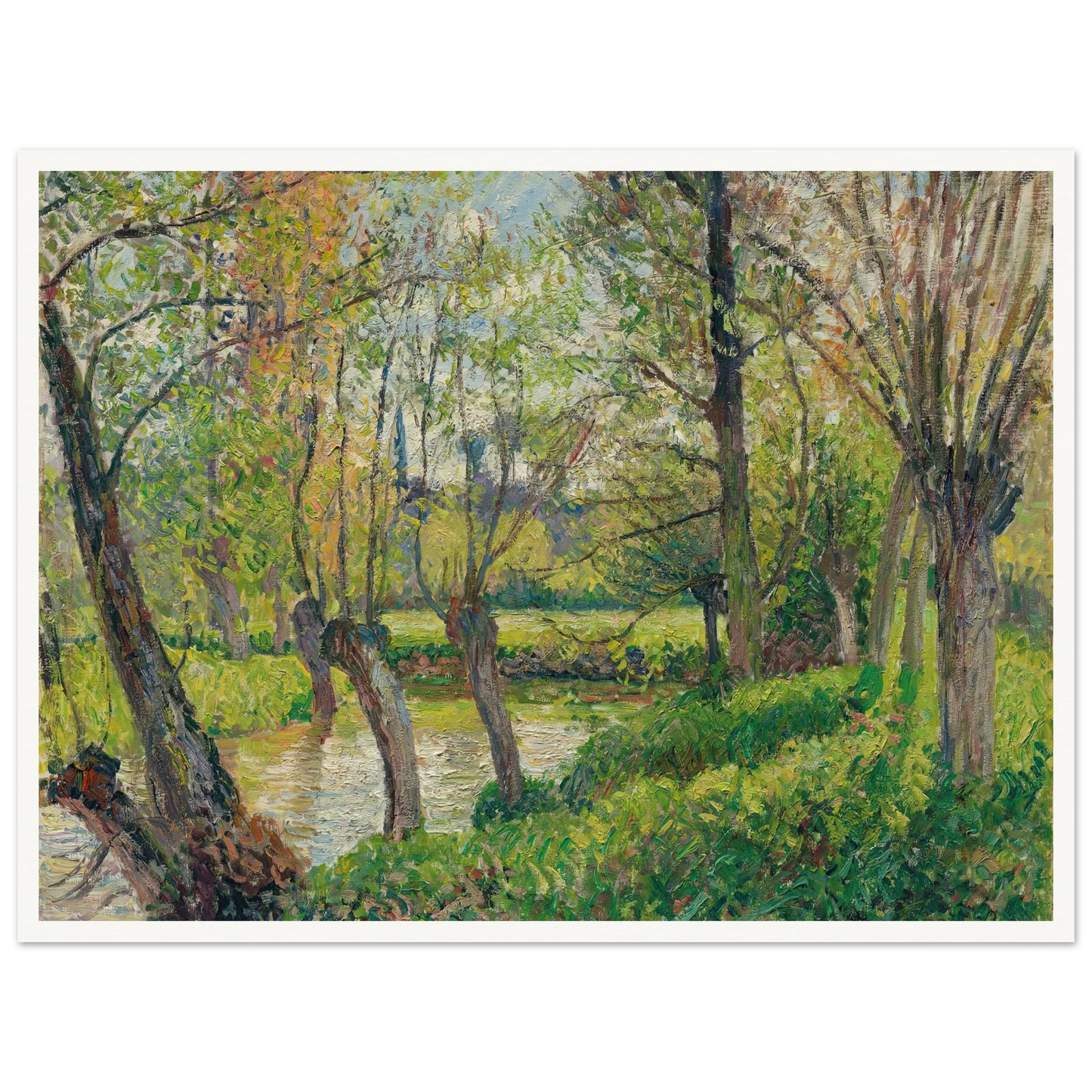 Bords De L’epte À Êragny, Soleil Couchant (1897) Art Print | Camille Pissarro - Framed Poster - 30x40 cm / 12x16″ - Black frame