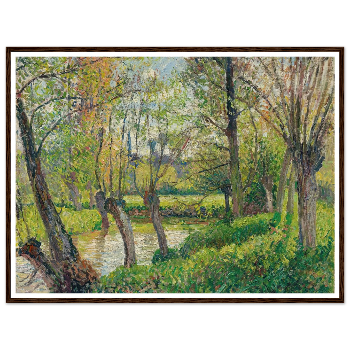 Bords De L’epte À Êragny, Soleil Couchant (1897) Art Print | Camille Pissarro - Framed Poster - 30x40 cm / 12x16″ - Black frame