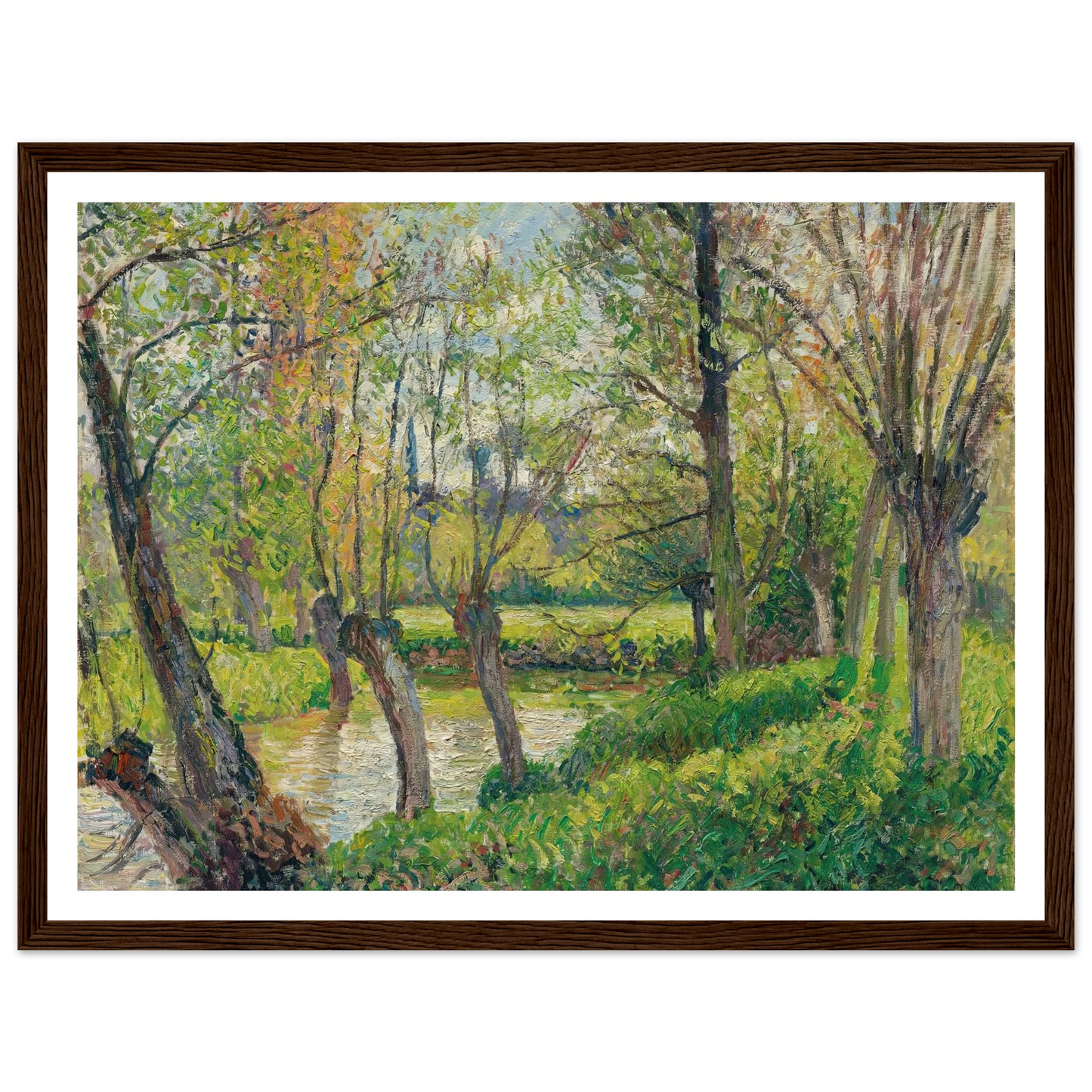 Bords De L’epte À Êragny, Soleil Couchant (1897) Art Print | Camille Pissarro - Framed Poster - 30x40 cm / 12x16″ - Black frame
