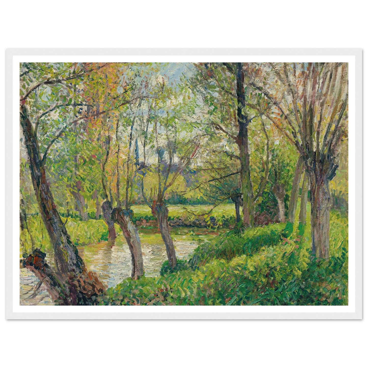 Bords De L’epte À Êragny, Soleil Couchant (1897) Art Print | Camille Pissarro - Framed Poster - 30x40 cm / 12x16″ - Black frame