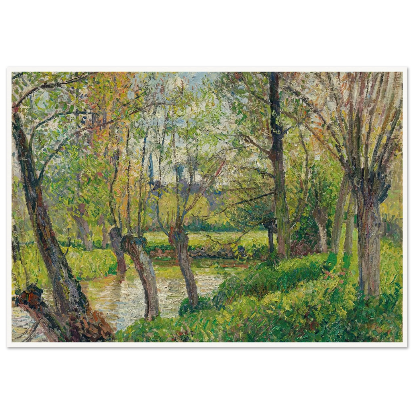 Bords De L’epte À Êragny, Soleil Couchant (1897) Art Print | Camille Pissarro - Framed Poster - 30x40 cm / 12x16″ - Black frame