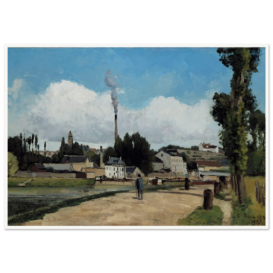 Bords de l’Oise a Pontoise (Banks of the Oise at Pontoise) Art Print | Camille Pissarro - Framed Poster - 30x40 cm / 12x16″ - Black frame