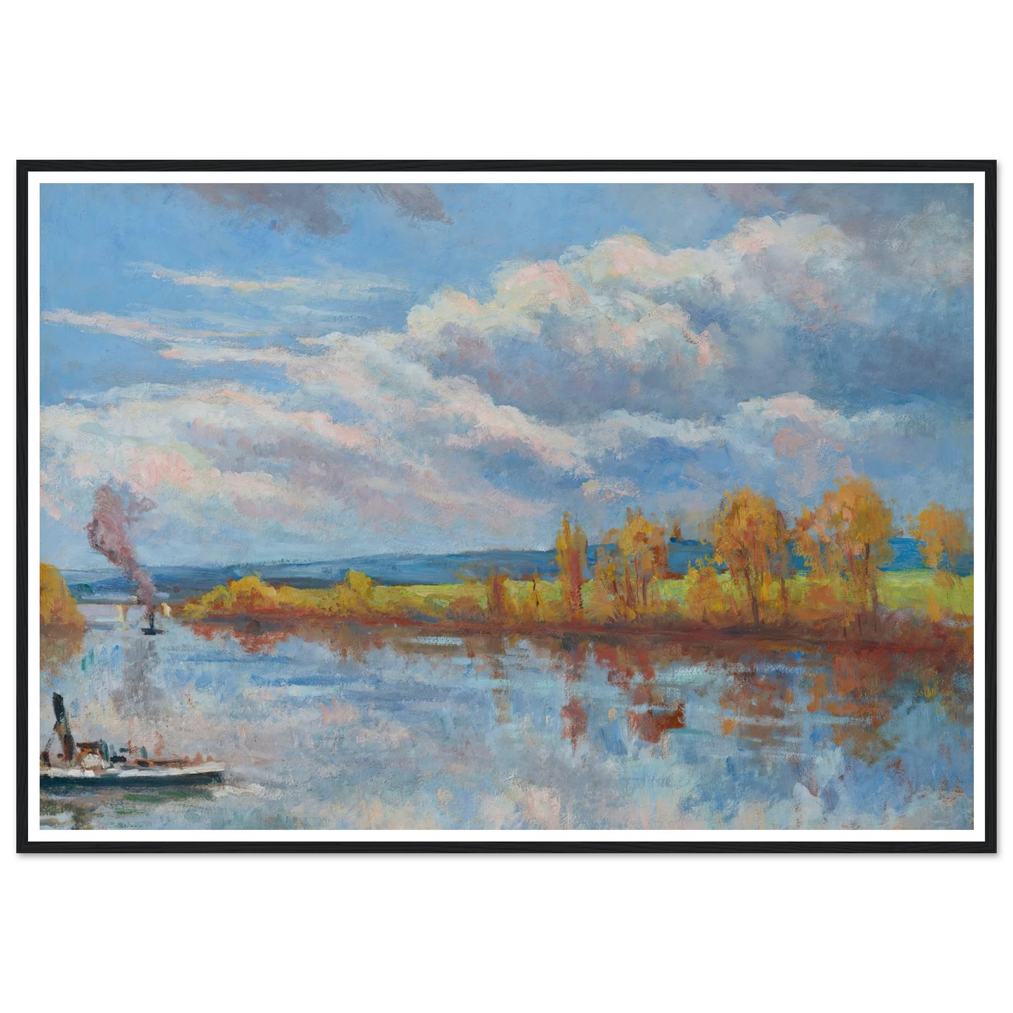 Bords de Seine à Guernes Art Print | Maximilien Luce - Framed Poster - 30x40 cm / 12x16″ - Black frame