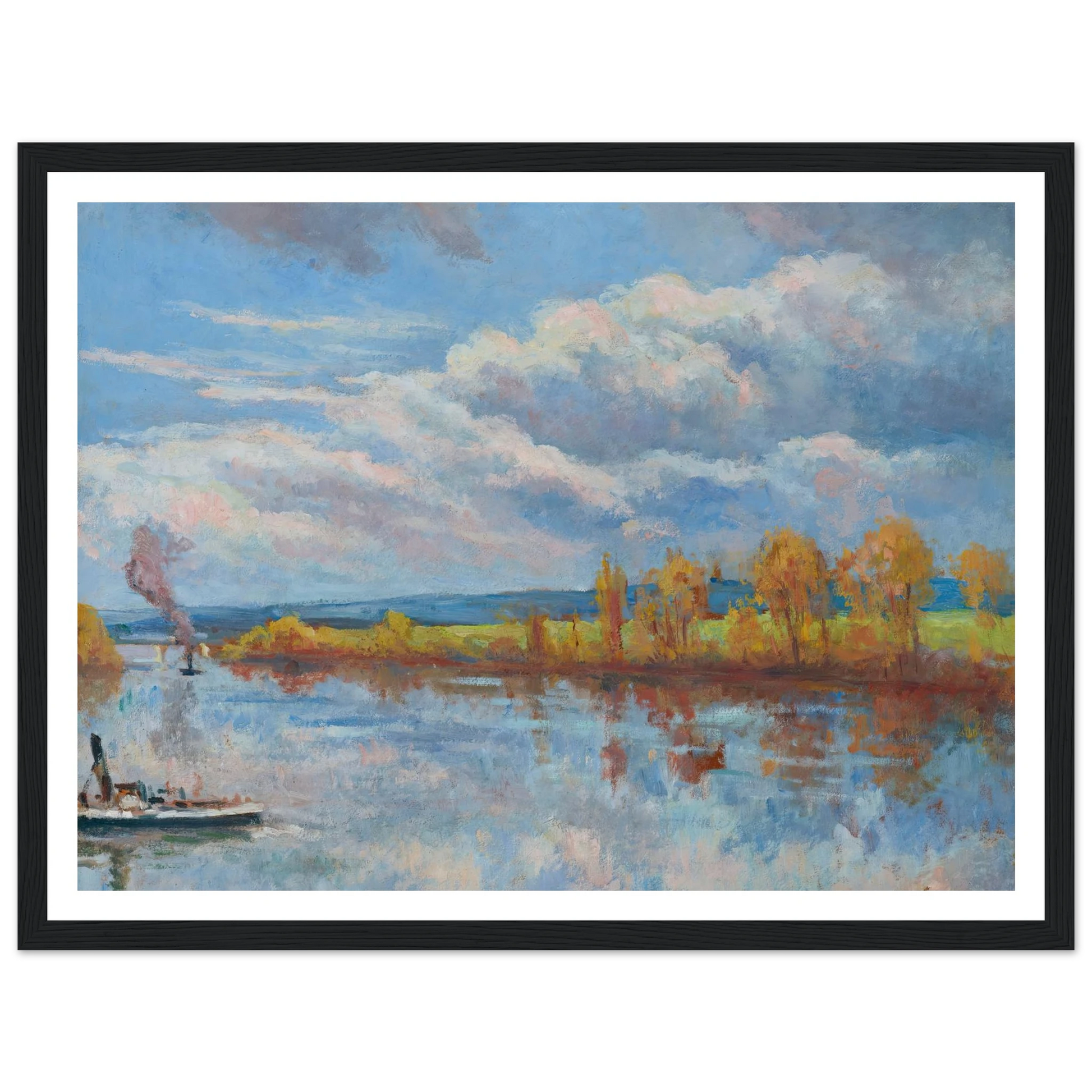 Bords de Seine à Guernes Art Print | Maximilien Luce - Framed Poster - 30x40 cm / 12x16″ - Black frame