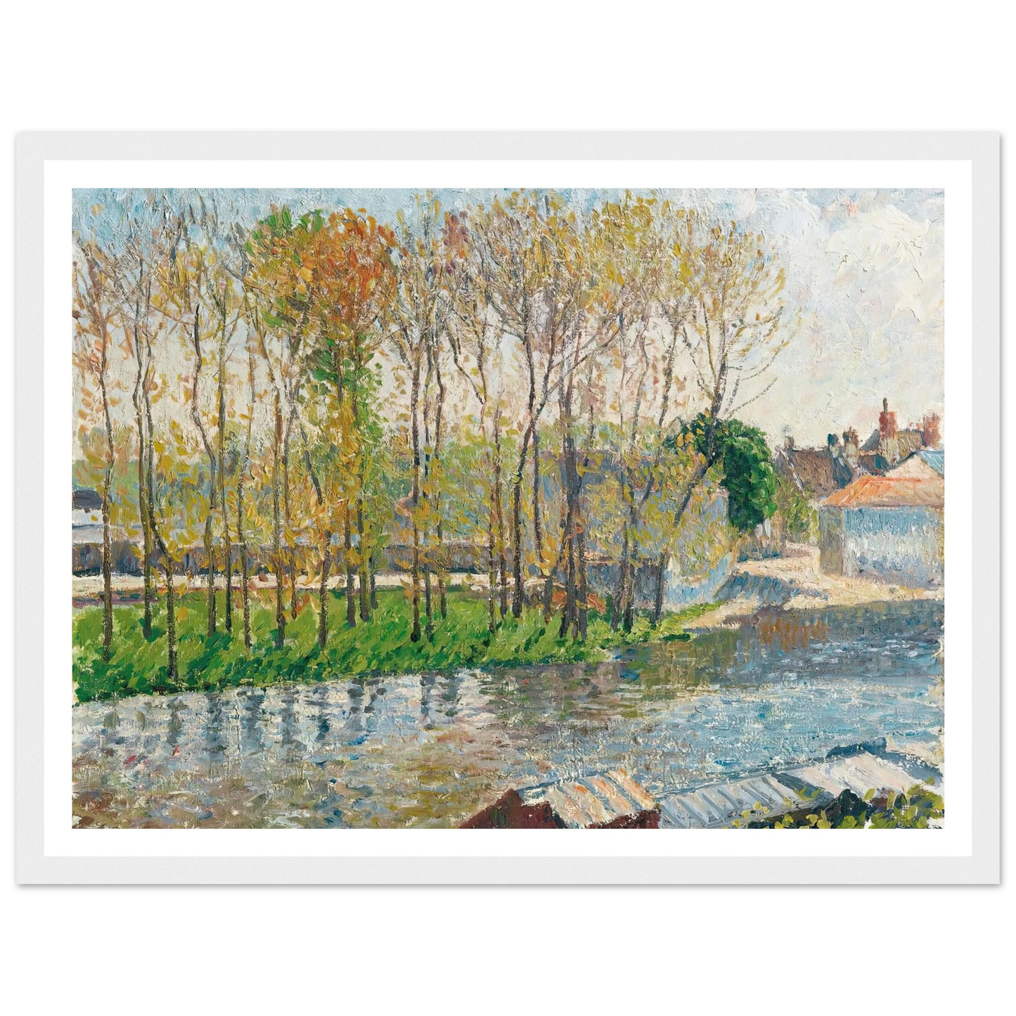 Bords Du Loing À Moret (1901) Art Print | Camille Pissarro - Framed Poster - 30x40 cm / 12x16″ - Black frame