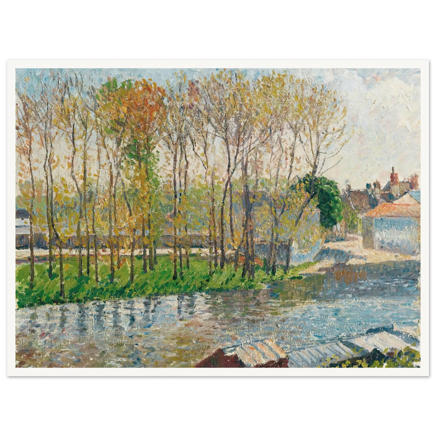 Bords Du Loing À Moret (1901) Art Print | Camille Pissarro - Framed Poster - 30x40 cm / 12x16″ - Black frame