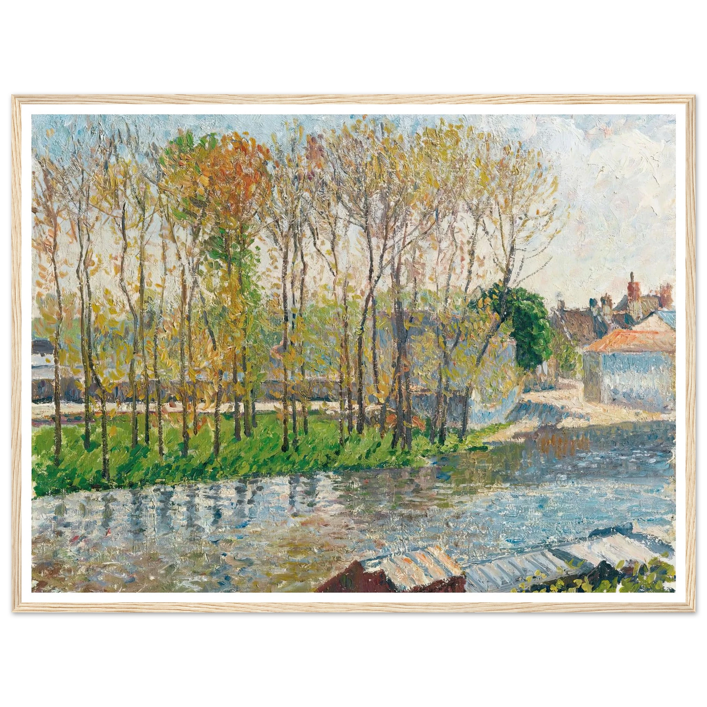 Bords Du Loing À Moret (1901) Art Print | Camille Pissarro - Framed Poster - 30x40 cm / 12x16″ - Black frame