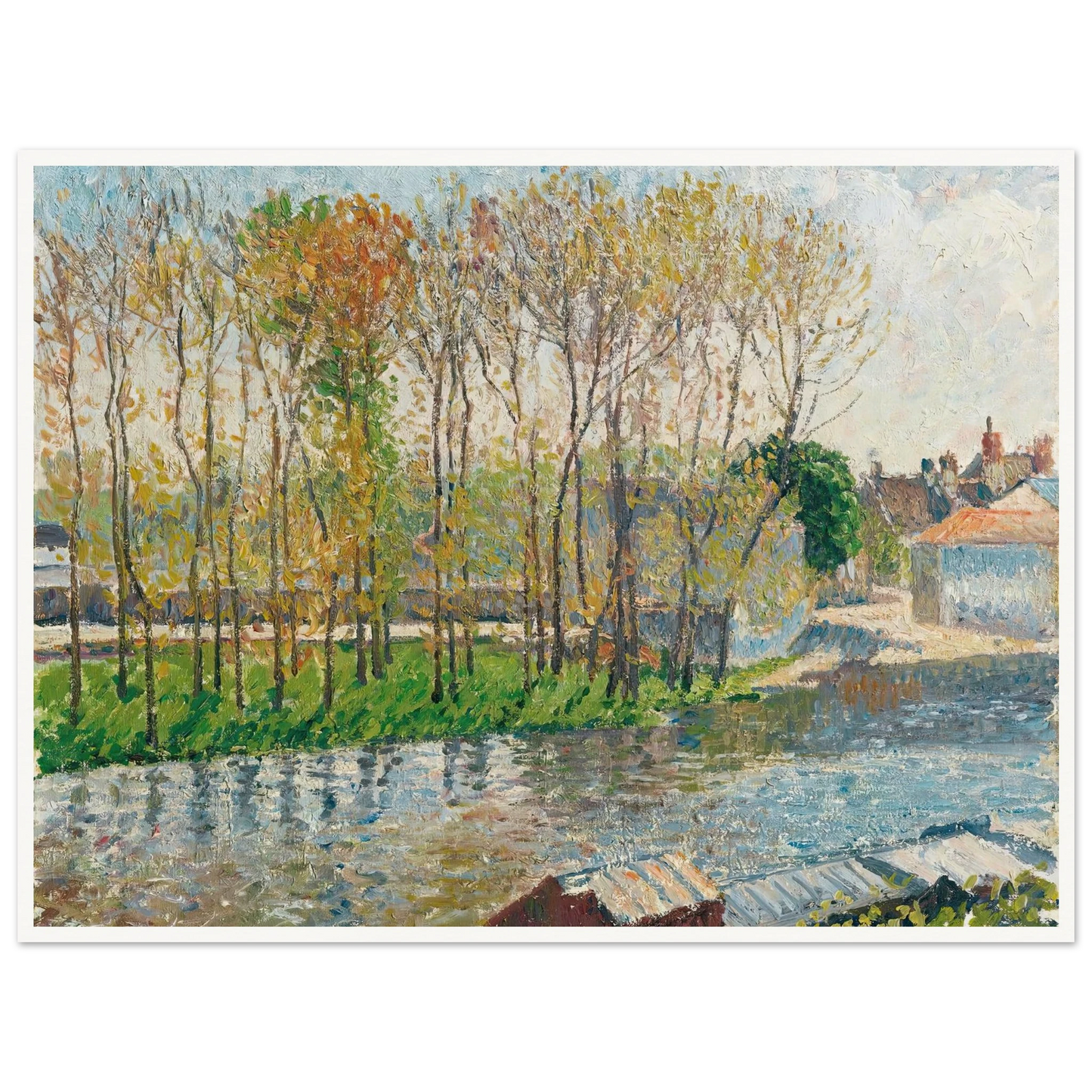 Bords Du Loing À Moret (1901) Art Print | Camille Pissarro - Framed Poster - 30x40 cm / 12x16″ - Black frame