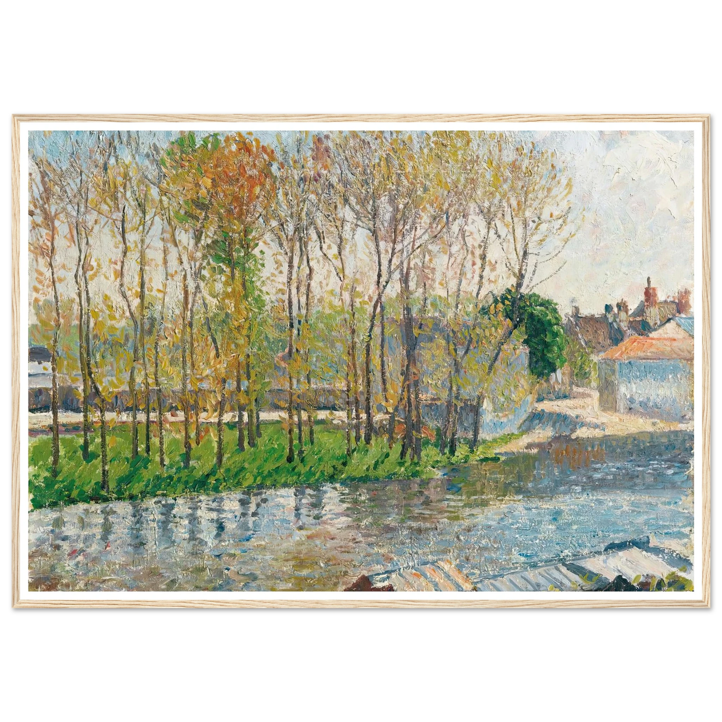 Bords Du Loing À Moret (1901) Art Print | Camille Pissarro - Framed Poster - 30x40 cm / 12x16″ - Black frame