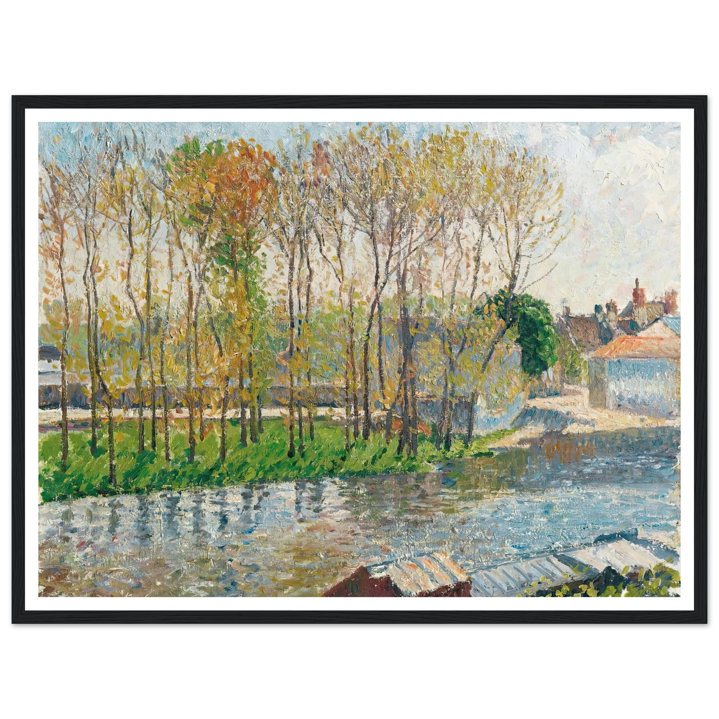 Bords Du Loing À Moret (1901) Art Print | Camille Pissarro - Framed Poster - 30x40 cm / 12x16″ - Black frame