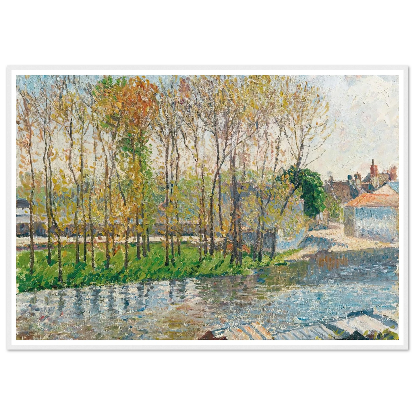 Bords Du Loing À Moret (1901) Art Print | Camille Pissarro - Framed Poster - 30x40 cm / 12x16″ - Black frame