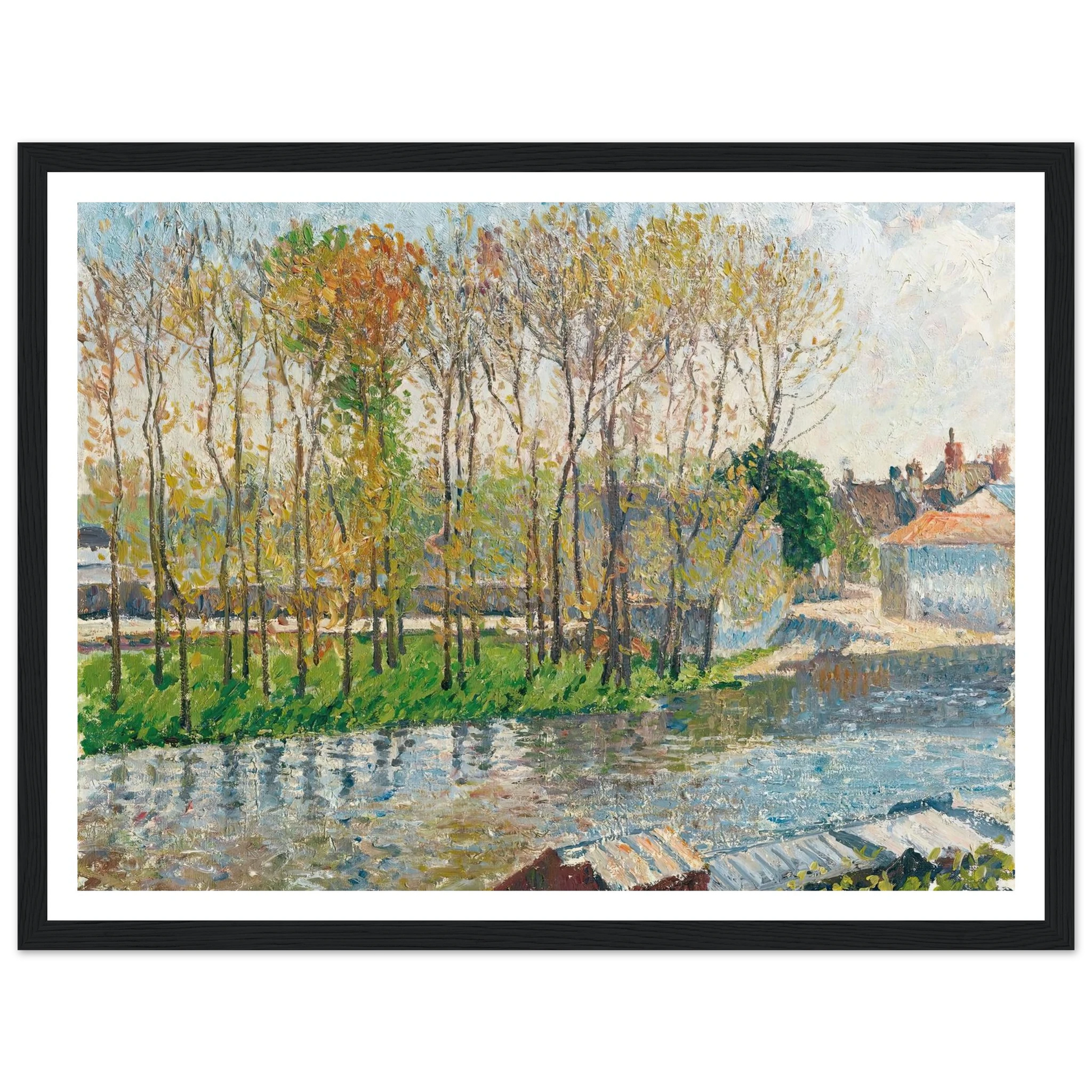 Bords Du Loing À Moret (1901) Art Print | Camille Pissarro - Framed Poster - 30x40 cm / 12x16″ - Black frame