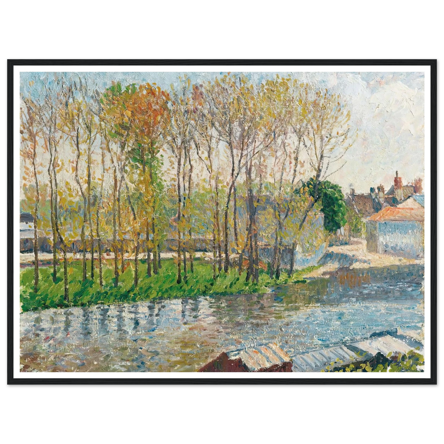 Bords Du Loing À Moret (1901) Art Print | Camille Pissarro - Framed Poster - 30x40 cm / 12x16″ - Black frame