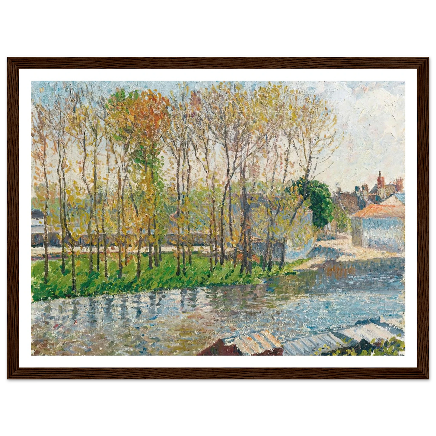 Bords Du Loing À Moret (1901) Art Print | Camille Pissarro - Framed Poster - 30x40 cm / 12x16″ - Black frame