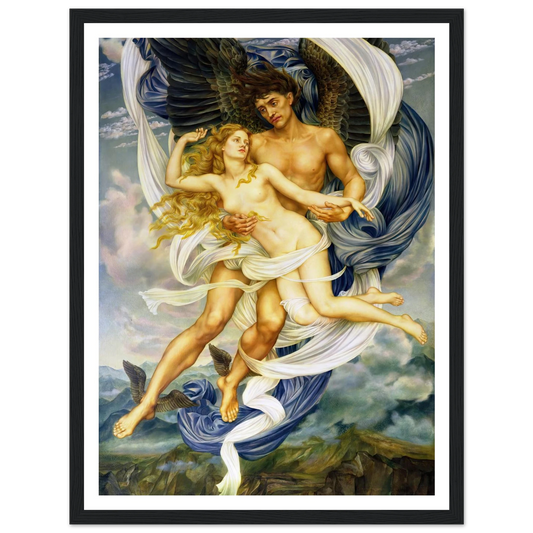 Boreas and Oreithyia (circa 1896) Art Print | Evelyn de Morgan - Framed Poster - 30x40 cm / 12x16″ - Black frame