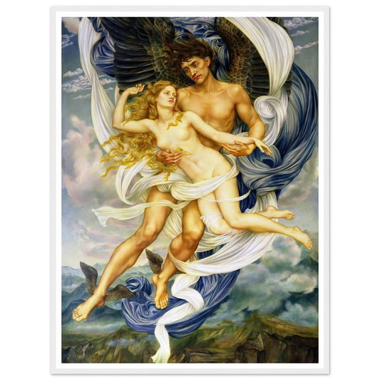 Boreas and Oreithyia (circa 1896) Art Print | Evelyn de Morgan - Framed Poster - 30x40 cm / 12x16″ - Black frame